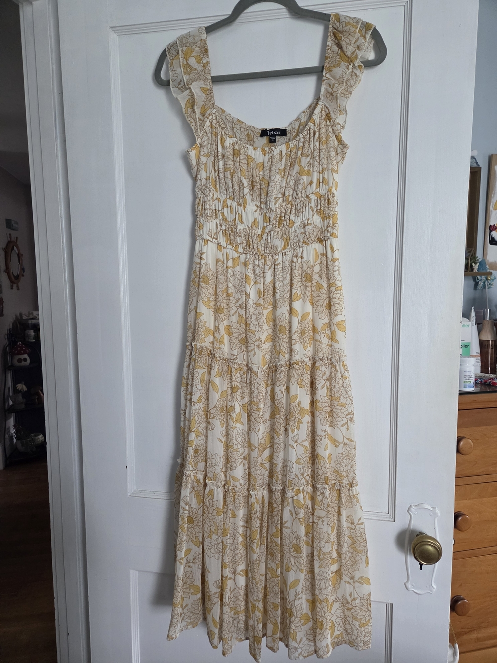 NWOT Trixxi Sunrise Floral Smocked Maxi Dress - Yellow/Cream